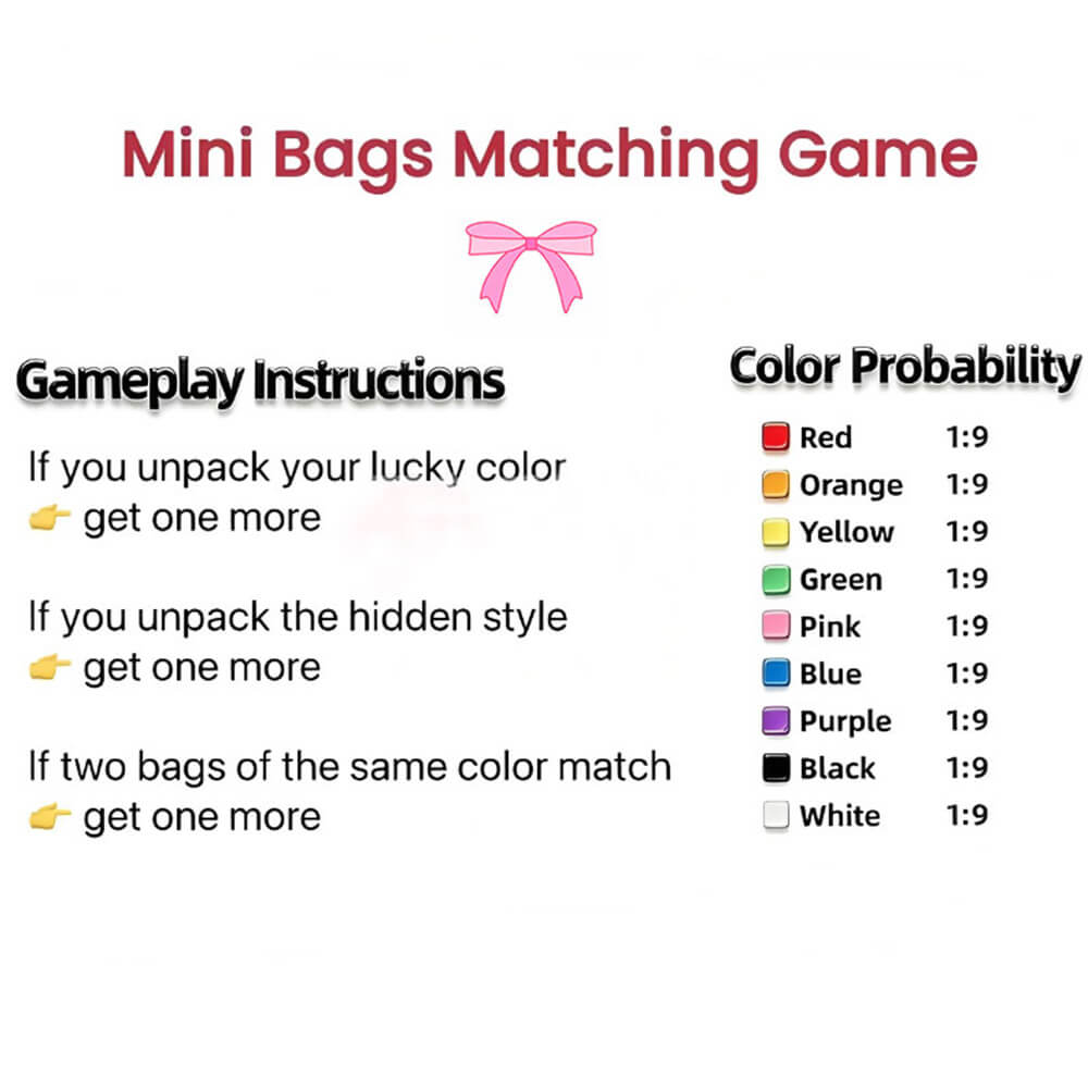 Mini Bag Color Matching Game Blind Bag, Random Surprise Mini Storage Pouch, Lucky Draw Game Accessory Packaging