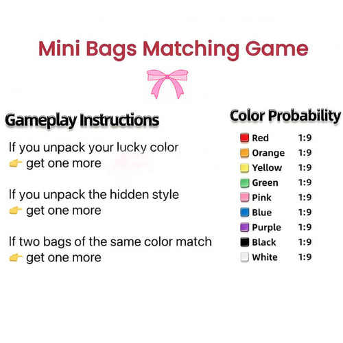 Mini Bag Color Matching Game Blind Bag, Random Surprise Mini Storage Pouch, Lucky Draw Game Accessory Packaging